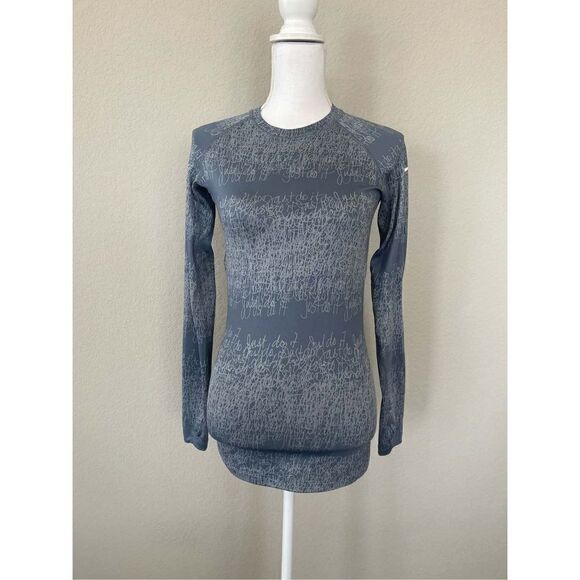 Nike Just Do It Scribble Print Therma Fit Base Layer Blue Top Xs - Picture 1 of 9